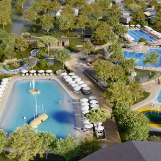 Pool, Wasserpark und Sportplätze